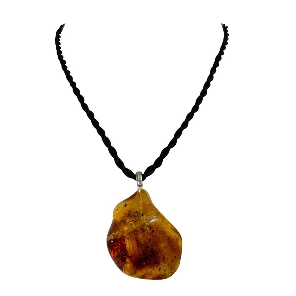 Baltic Amber Necklace Chunky Raw Shape Polished